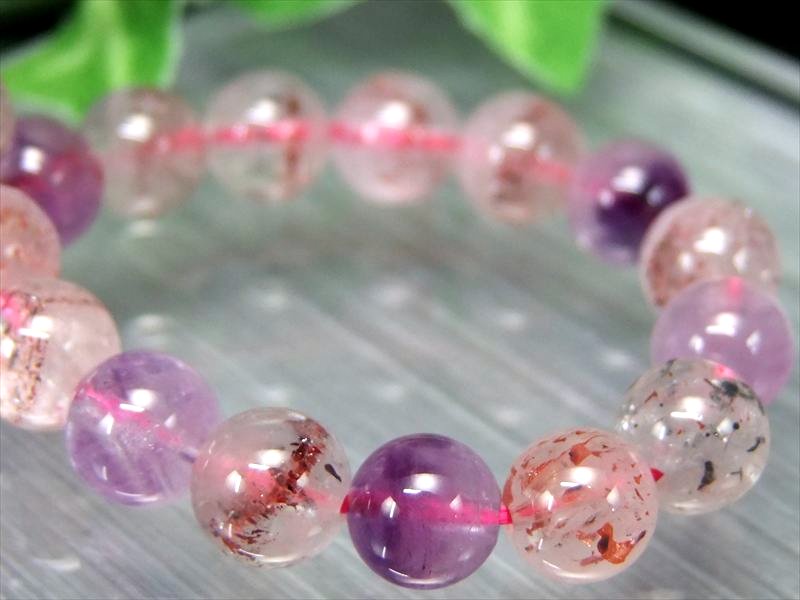 3A+ スーパーセブン ブレスレット 7.5mm-8mm×25珠 7つのパワーを持つ石 天然石 パワーストーン 極上天然石 粒状&針状鉱物 一点物 ブラジル産