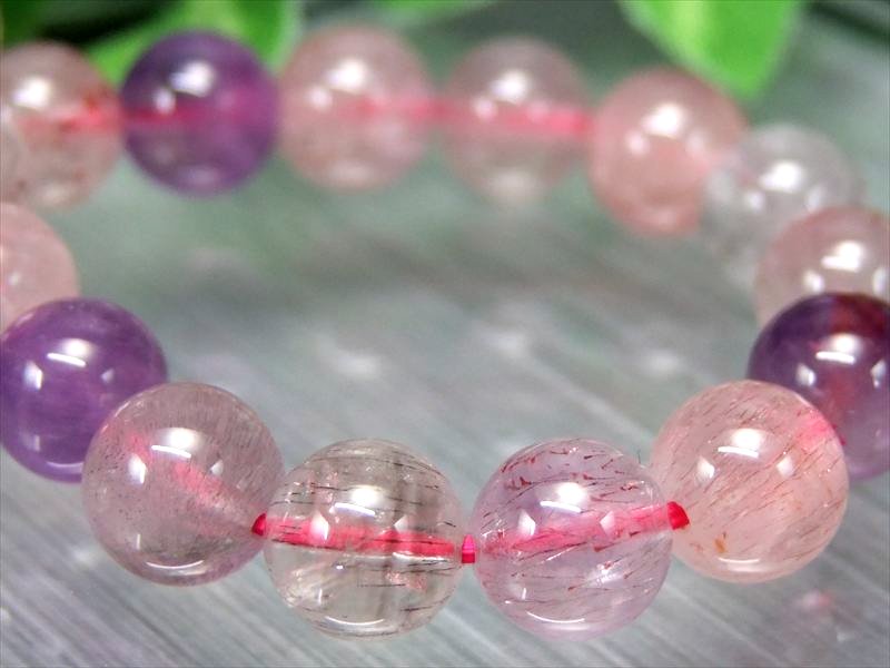 希少な針鉱物タイプ 3A+ スーパーセブン ブレスレット 約8mm-8.5mm×23珠 7つのパワーを持つ石 大人気MIXカラー 極上天然石 キラキラインクルージョン 一点物