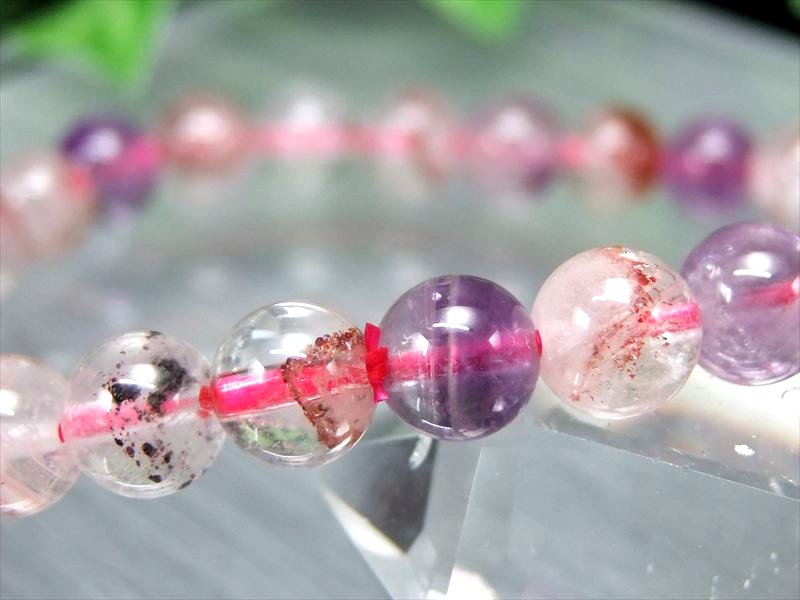 3A+ スーパーセブン ブレスレット 7.5mm-8mm×25珠 7つのパワーを持つ石 天然石 パワーストーン 極上天然石 粒状&針状鉱物 一点物 ブラジル産