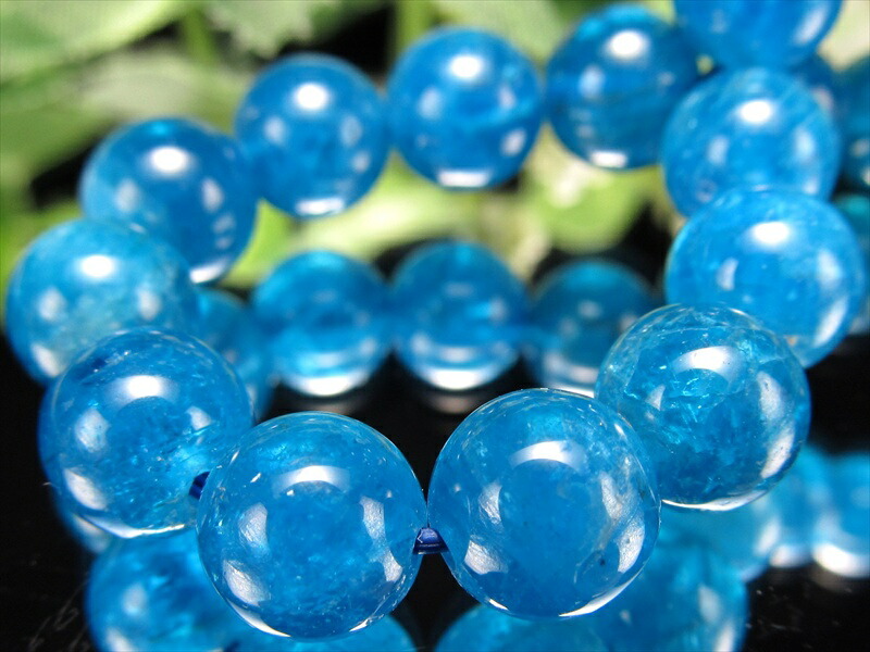 目を惹く鮮やかブルー ブルーアパタイト ブレスレット 7.5mm×25珠 艶感抜群 絆を深めてくれる石 一点物 ブラジル産 パワーストーン 天然石