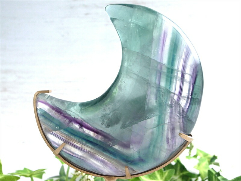 マルチカラーフローライト クレセントムーン 三日月型 置物 重さ約262.9g 心身のバランスを正常に保ち自然体へと導く石 インテリアや贈り物に アメリカ産