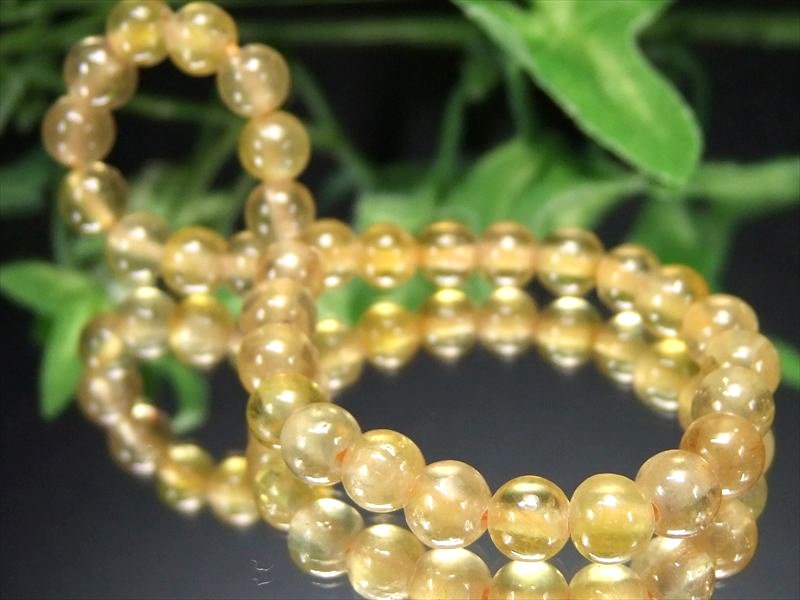 ガネーシャが宿る石 透明感あり プクラジストーン イエローサファイア ブレスレット 5.5mm-6mm×32珠 富と幸福・愛情をもたらす石 世界4大宝石の1つ
