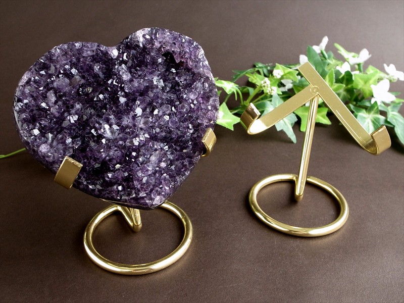 天然石台座 ディスプレイスタンド 台座の高さ約8cm 1個売り 卓上ディスプレイ ハート型天然石にオススメ ゴールドカラー パワーストーン 天然石