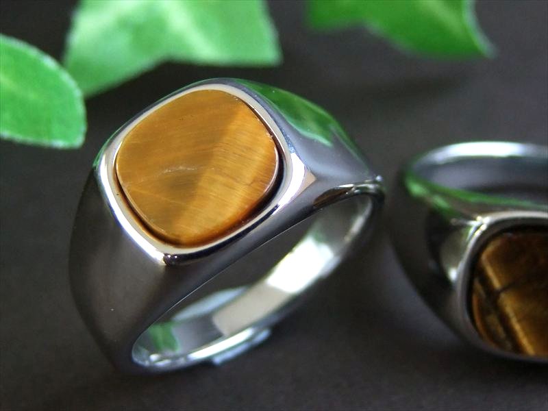 タイガーアイ スクエアー型 リング 21号 1個売り 大きいサイズ カット 財力 金運 仕事運の石 パワーストーン 天然石