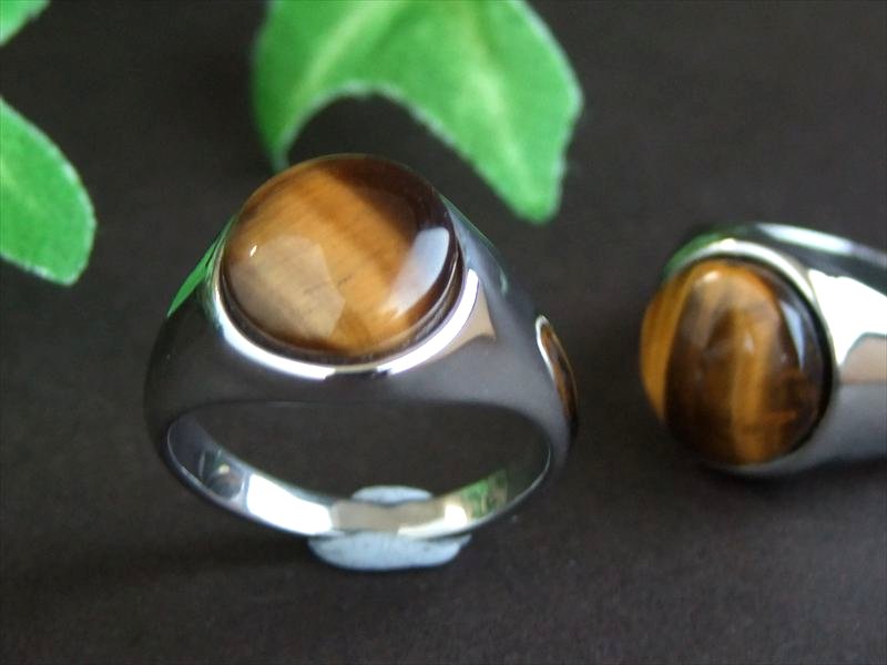 タイガーアイ オーバル型 リング 16-21号 1個売り 大きいサイズ カット 財力 金運 仕事運の石 パワーストーン 天然石