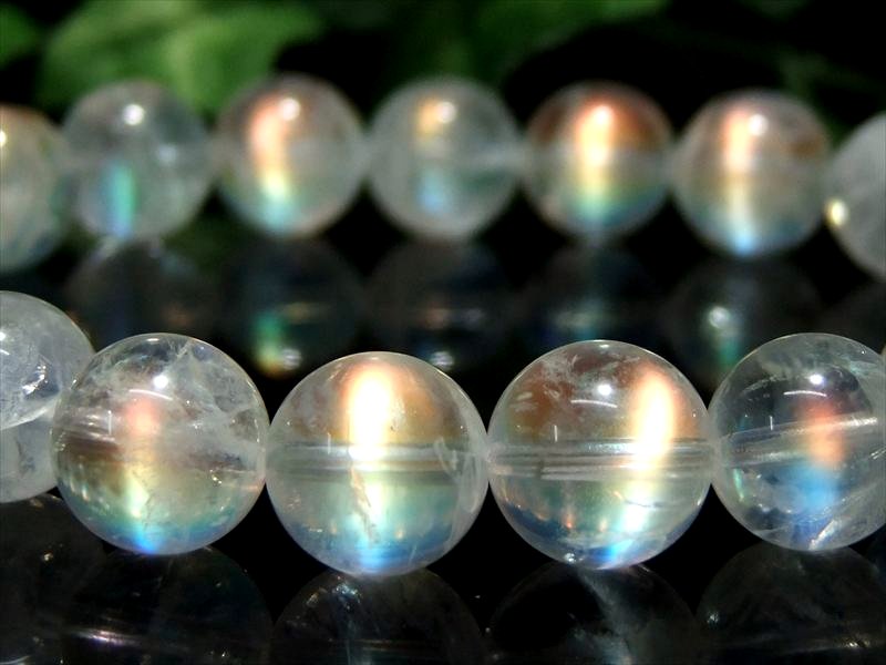 まばゆいほど鮮やかな極上のシラー効果&透明度 S級 レインボームーンストーン ホワイトラブラドライト ブレスレット 10.5mm-11mm×19珠