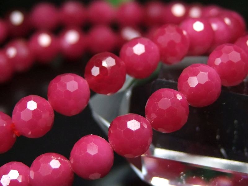 高コスパ シンセティックルビー ミラーボールカット ブレスレット 約6mm×31珠前後 激安特価 キラキラミラーボールカット 艶感抜群 合成ルビー