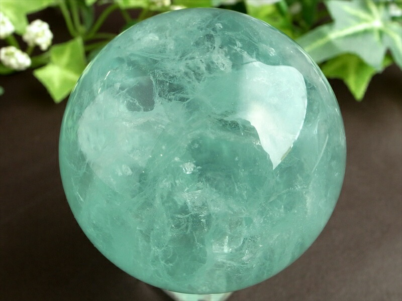 高品質 蛍光 グリーン フローライト 丸玉 台座付 直径58mm 重さ343g 大人気丸玉 天才の石 つやつや光沢 一点もの 蛍石 アメリカ産 パワーストーン 天然石