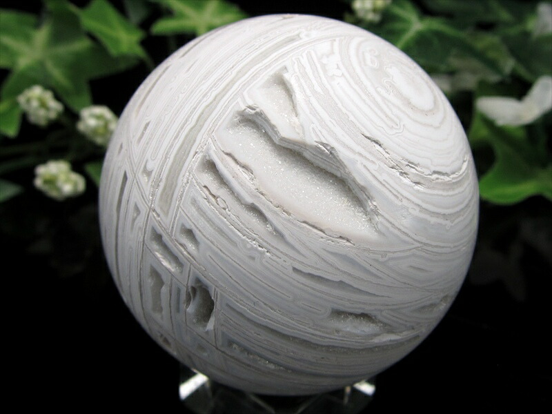 激レア メキシカン クレイジーレース ジャスパー 丸玉 置物 直径50mm 重さ159g 成長を助ける石 龍瑪瑙 縞瑪瑙 メキシコ産 パワーストーン 天然石