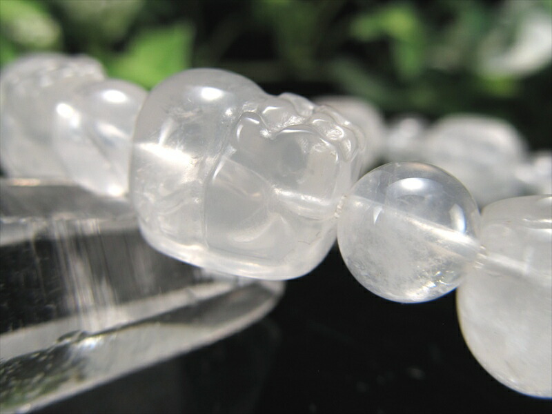 天然水晶 貔貅 ヒキュウ 入り ブレスレット ヒキュウサイズ幅約13mm-14mm×9個 丸珠7.5mm-8mm×9珠 キュートな貔貅 財運を高める瑞獣