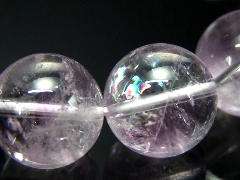 激レア・虹入り 大珠 モンドクォーツエレスチャル ブレスレット 約14mm-14.5mm×15珠 世界的希少水晶 ギャランティーカード付き タンザニア モンド地方産