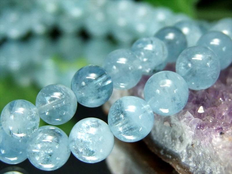 ペールアクアブルー A+ アクアマリン ブレスレット 約6mm-6.5mm×30珠前後 美しい若さと幸せな喜びを象徴する石 月の女神 ディアナ の石 3月の誕生石