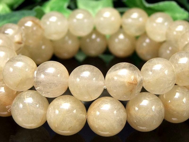 3A 大珠 ヴィーナスヘアルチルクォーツ 繊細ルチルクォーツ ブレスレット 11.5mm-12mm×18珠前後 繊細針たっぷり ゴールドルチルクォーツ ブラジル産