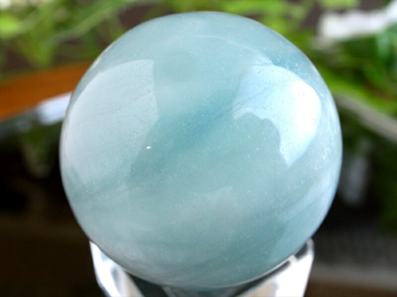 高品質 潤いたっぷり 濃いめ アクアマリン 丸玉 台座付 直径32mm 重さ46g 3月の誕生石 海の守護石 美しい若さと幸せな喜びの象徴 夏色のスフィア ブラジル産