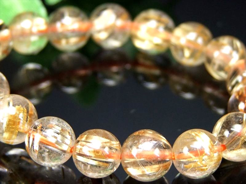 板針タイチン 4A タイチン ゴールドルチル ブレスレット 7mm-7.5mm×26珠 ギラギラゴールド 金運の代表石 一点もの ブラジル産 パワーストーン 天然石