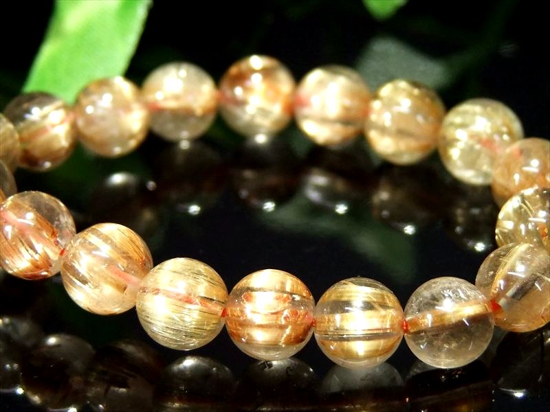 キャッツアイ効果あり 5A キャッツアイ ゴールドルチルクォーツ ブレスレット 6mm-6.5mm×28珠 ギラギラゴールド 一点もの ブラジル産 bl-s パワーストーン