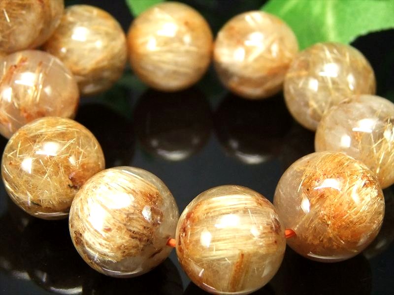 束針多め 3A ゴールドルチルクォーツ ブレスレット 12mm-12.5mm×17珠 繊細針 ルチル際立つ透明感 金運の代表石 一点もの ブラジル産 パワーストーン 天然石