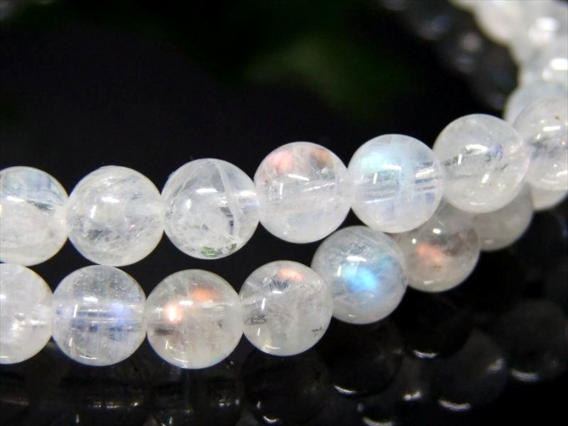 レインボームーンストーン ホワイトラブラドライト ブレスレット 5mm-5.5mm×36珠前後 心の安定をもたらしてくれる慈愛の石 6月の誕生石 マダガスカル産
