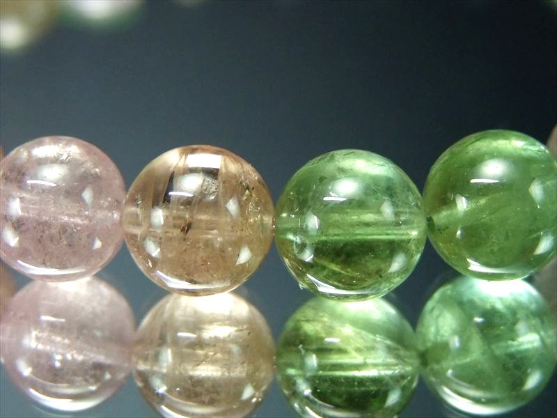 店頭展示中 宝石級のパステルカラー S級 MIX トルマリン 電気石 ブレスレット 7.5mm-8mm×24珠 ポップなキャンディーカラー 幸運・健康を引き寄せる石