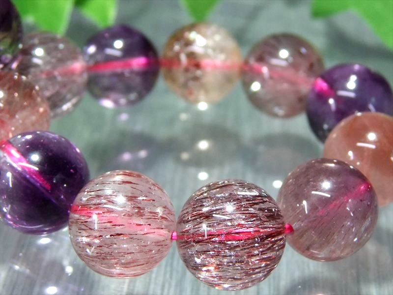 バイヤー厳選 本気のスーパーセブン・金属光沢有り S級 スーパーセブン ブレスレット 11.5mm-12mm×18珠 7つ全部揃ってます 一点物 ブラジル産