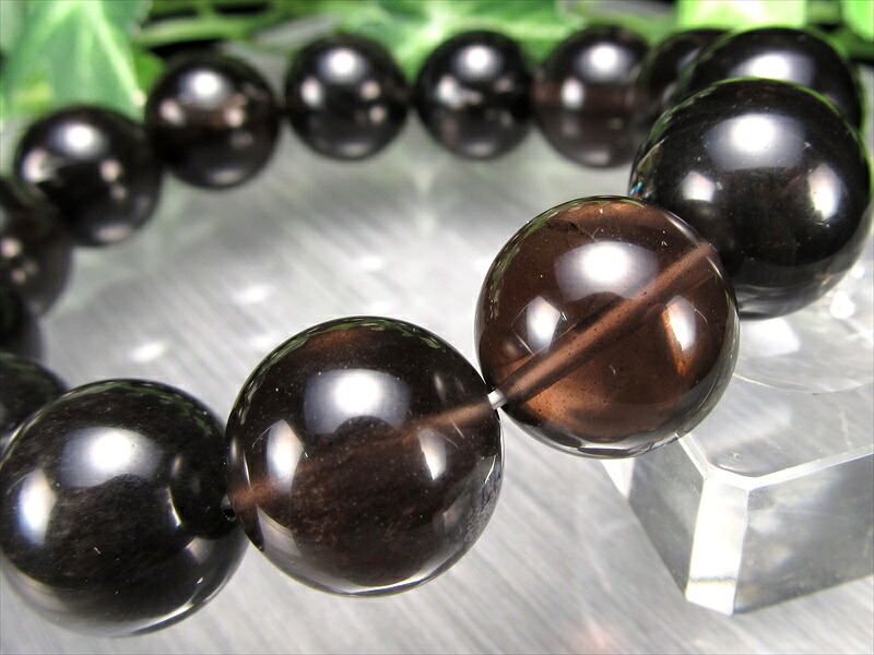 大珠 透き通る漆黒の天然石 和田峠 黒曜石 オブシディアン ブレスレット 約15.5mm-16.5mm×14珠 国産の黒曜石 透明感あり 最強の魔除け・邪気払いの石