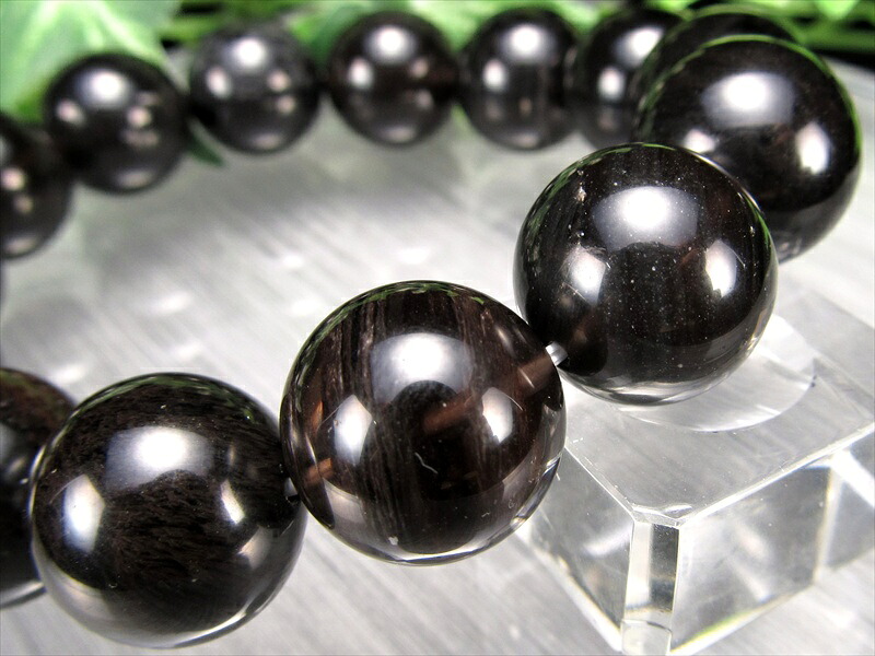 大珠 透き通る漆黒の天然石 和田峠 黒曜石 オブシディアン ブレスレット 16mm×14珠 国産の黒曜石 透明感あり 最強の魔除け・邪気払いの石 証明書付き
