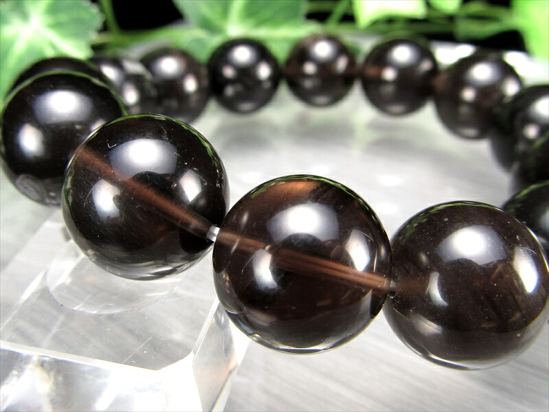 大珠 透き通る漆黒の天然石 和田峠 黒曜石 オブシディアン ブレスレット 16mm-16.5mm×14珠 国産の黒曜石 透明感あり 最強の魔除け・邪気払いの石 証明書付き