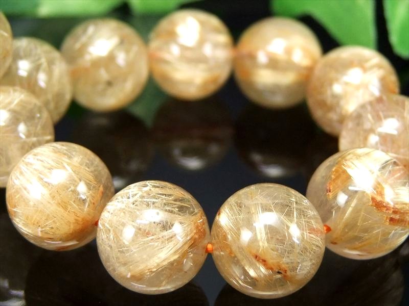 束針タイチン 4A 煌めき ゴールドルチルクォーツ ブレスレット 11.5mm-12mm×18珠 迫力の針びっしりタイプ 金運の代表石 一点もの ブラジル産 パワーストーン