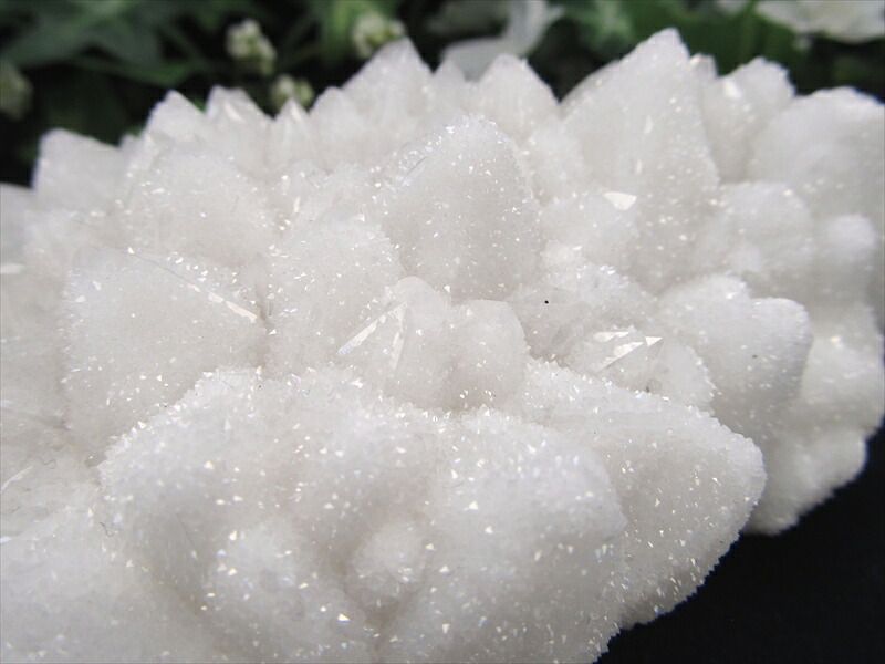 新雪の様なキラキラ スノーホワイト ドゥルージーキャップ クォーツ クラスター 最大幅113mm 重さ378g 氷の様なキラキラ ドゥルージー 結晶 水晶