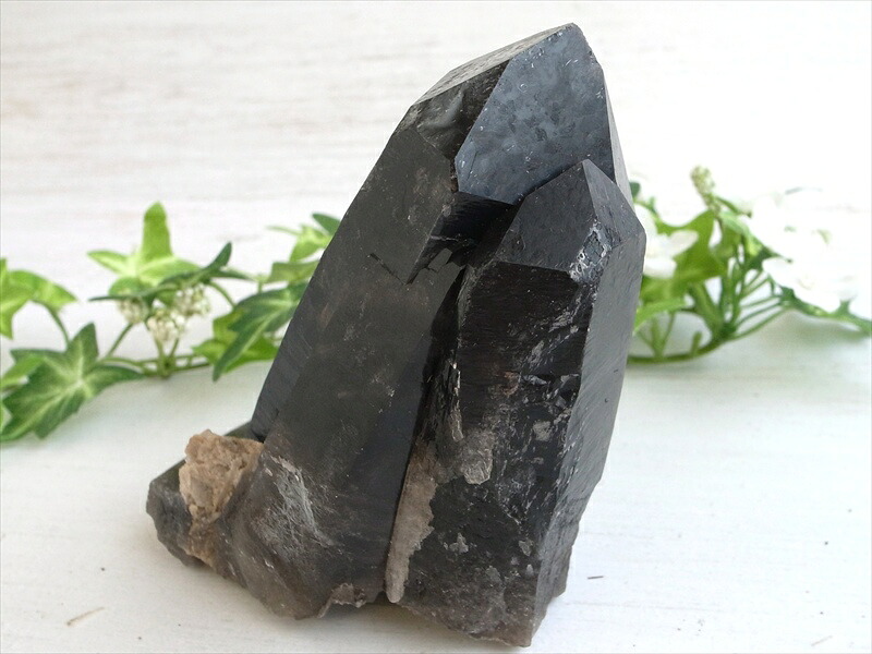 天然の黒光り 天然 黒水晶 モリオン クラスター 原石 重さ559g 最大幅約134mm 大自然の力強さを感じる漆黒の水晶 最強の魔除け・邪気払いの石 1点物