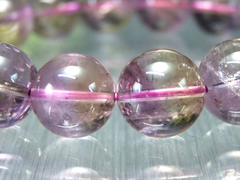 虹入り・バイカラー 3A+ アメトリン ブレスレット 12.5mm-13mm×16珠 透明感抜群 最高の能力を引き出す石 2種の鉱物が織り成す神秘の石 1点もの ブラジル産