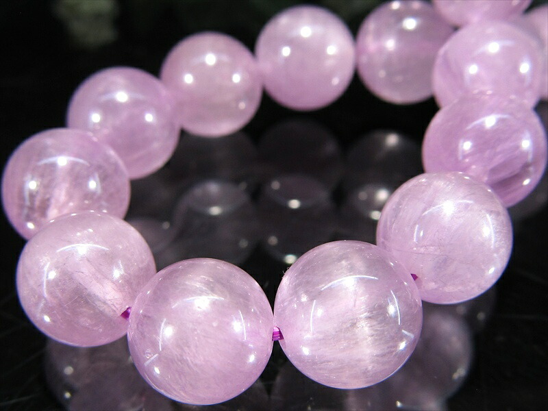 3A クンツァイト ブレスレット 9mm-9.5mm×21珠 きらりと目を引く キャッツアイ 効果も キラキラ反射 リチア輝石 新しい9月の誕生石 一点物 ブラジル 産