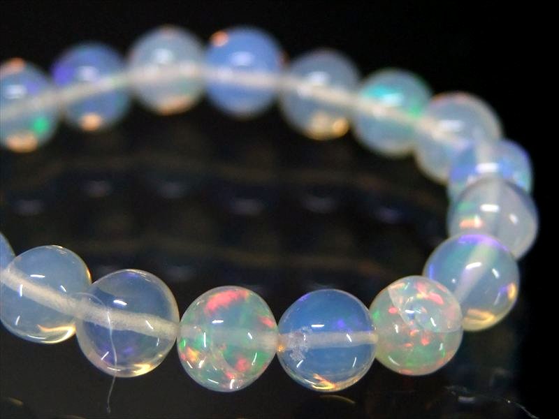 5A プレシャスオパール ブレスレット 5mm-5.5mm×35珠 幸運を呼び込む 一点物 エチオピア産 パワーストーン 天然石 遊色効果 プレシャス オパール