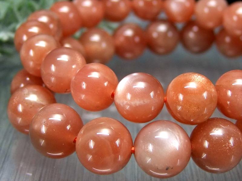 オレンジ ムーンストーン ブレスレット 8mm-8.5mm×23珠前後 艶々シラー 女性に人気 ヌーディーカラー 第2チャクラ対応 サンムーンストーンの珠も インド産