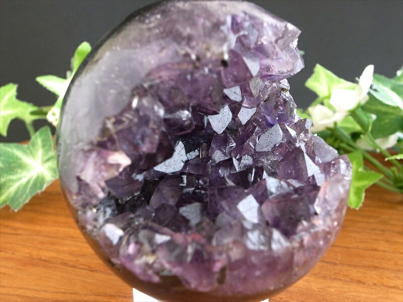 レアな 笑口 の アメジスト アメジスト 笑口 紫水晶 丸玉 台座付 直径 55mm 重さ 218g 透明 愛の守護石 癒しと安らぎの石 一点もの ウルグアイ産
