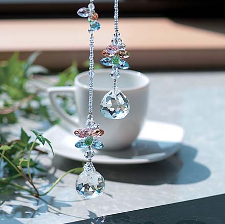 カラフル フラワー ツイン サンキャッチャー 全長 約50cm 高品質 パワーストーン 天然石