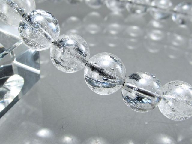 超透明 3A スティブナイトインクォーツ(輝安鉱入り水晶)ブレスレット 7mm-7.5mm×25珠 向上心を高める石 一点もの ルーマニア産 sai