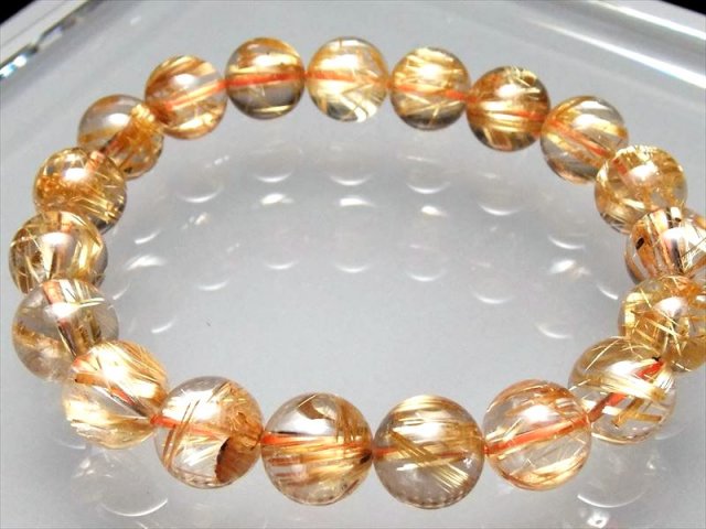 最高級S級 プレミア 超透明ゴールドタイチンルチル ブレスレット 10.5  