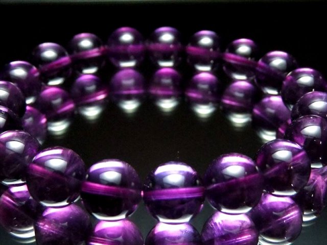 濃い紫ウルグアイ産 5A アメジスト ブレスレット 10.5mm-11mm×19珠 