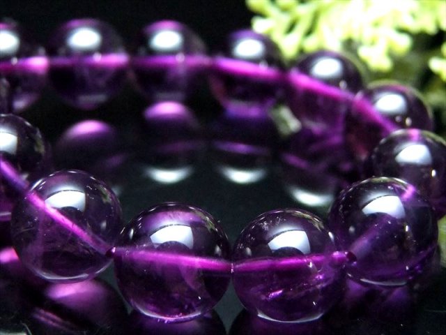 濃い紫ウルグアイ産 5A アメジスト ブレスレット 10.5mm-11mm×19珠  