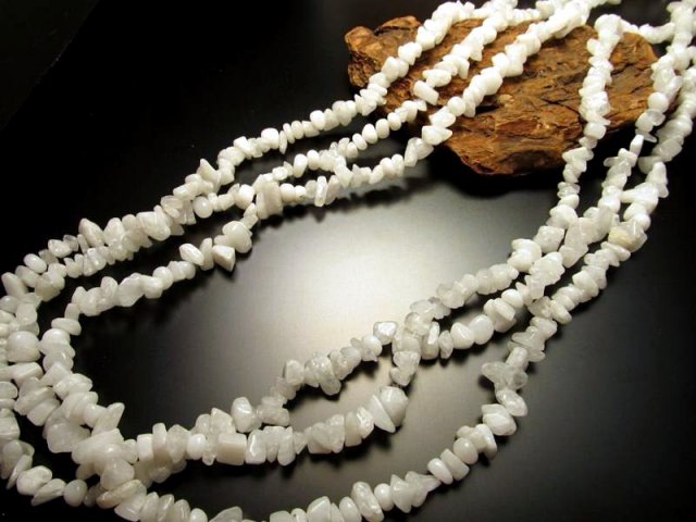 証明書付 ヘブン&アース社直入 アゼツライト アゾゼオ さざれネックレス(Azeztulite) 約75センチ 6mm-10mm sai