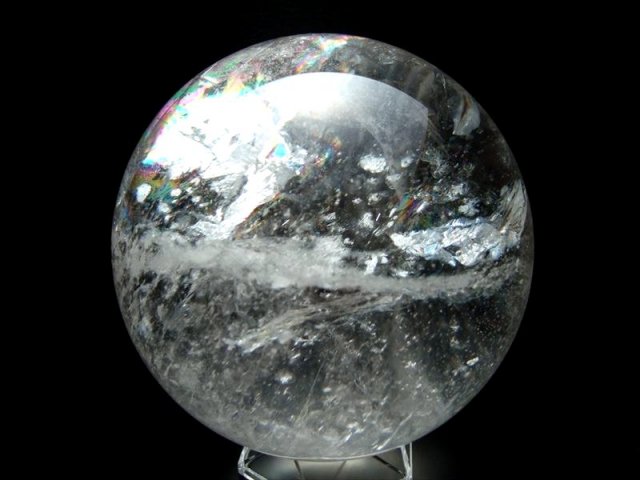 全てを超える特大レインボー 巨大水晶丸玉 天然虹入り水晶 クリスタル 