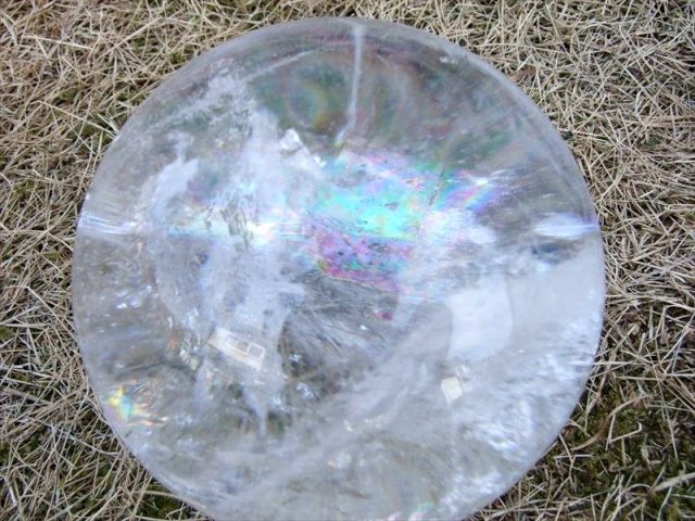 全てを超える特大レインボー 巨大水晶丸玉 天然虹入り水晶 クリスタル 