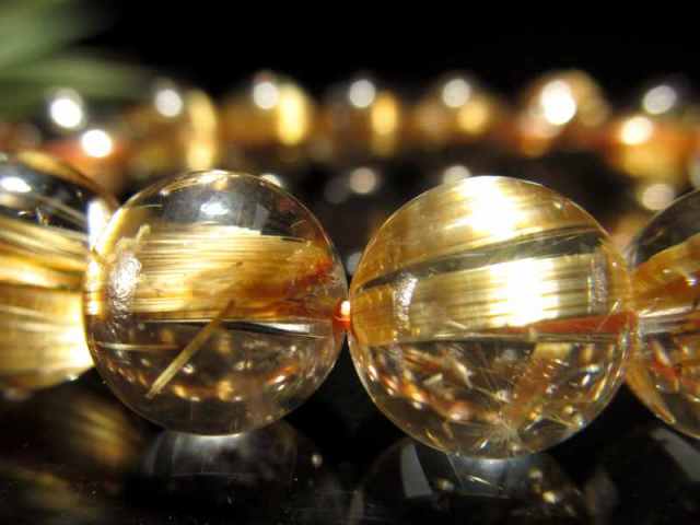 S級プレミアタイチン ゴールドルチルクォーツ ブレスレット 約10.5mm  