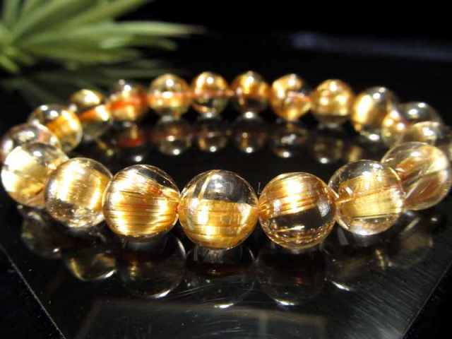 S級プレミアタイチン ゴールドルチルクォーツ ブレスレット 約10.5mm  