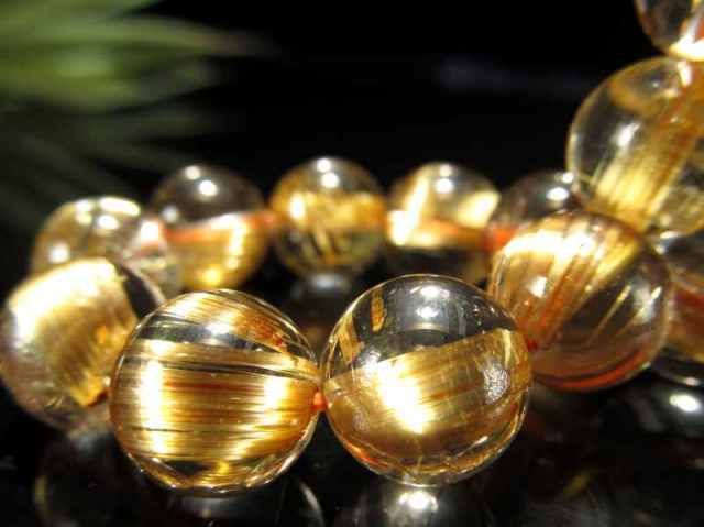 S級プレミアタイチン ゴールドルチルクォーツ ブレスレット 約10.5mm  