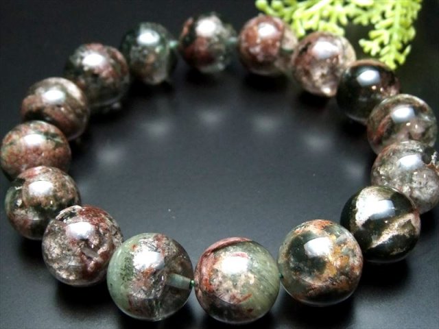 虹入り 3A 龍神ガーデンクォーツ ブレスレット 14mm-15mm×16珠