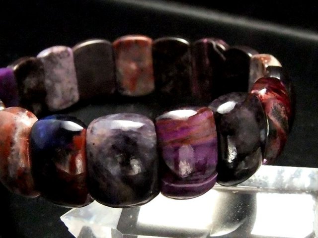 バングル 濃厚パープル(MIX) 世界三大ヒーリングストーンの一つ スギライトバングルブレスレット 杉石 幅12-12.5mm 内径 約18.0cm