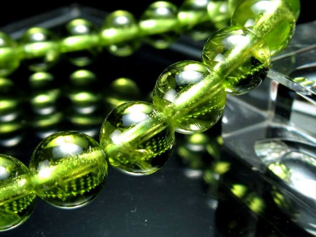 3A+ 超透明 ペリドット ブレスレット 7mm-7.5mm×26珠 (かんらん石  