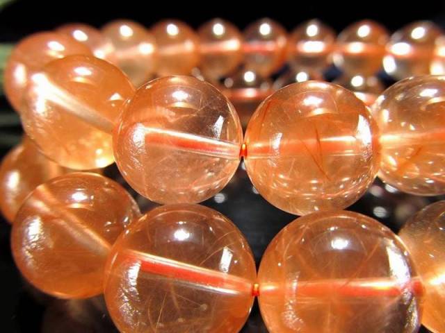 オレンジラビットファークォーツ ブレスレット 約8mm-8.5mm×23珠前後 
